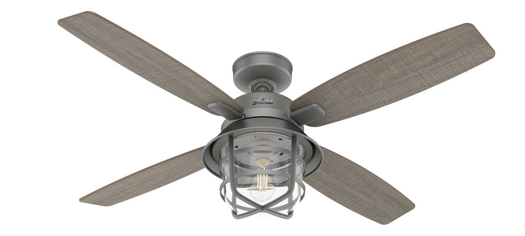 Hunter 52 inch Port Royale Damp Rated Ceiling Fan with LED Light Kit and Handheld Remote Indoor Ceiling Fans Hunter   