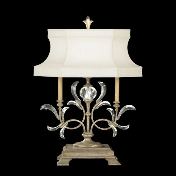 Fine Art Handcrafted Lighting Beveled Arcs 34"H Table Lamp in Warm Muted Silver Leaf (737910ST)