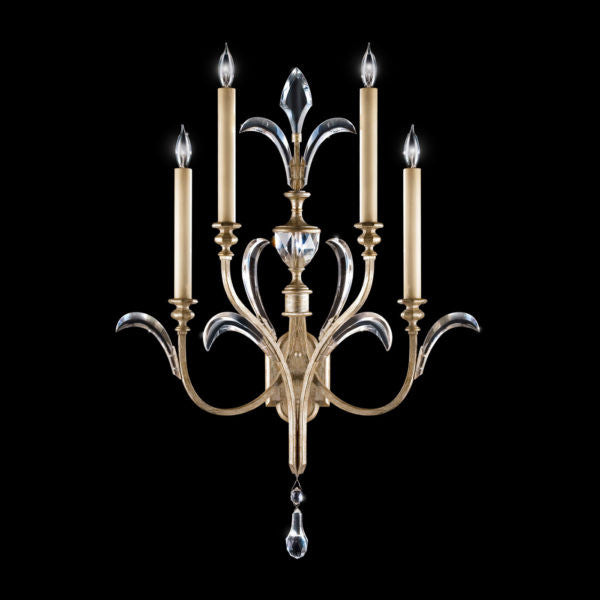Fine Art Handcrafted Lighting Beveled Arcs 36"H Sconce in Warm Muted Silver Leaf (738650ST)