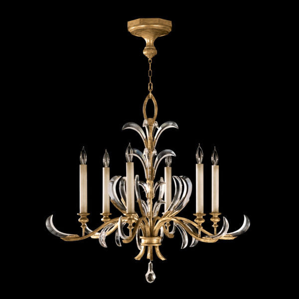 Fine Art Handcrafted Lighting Beveled Arcs 37"W Round Chandelier in Muted Gold Leaf (762640ST)