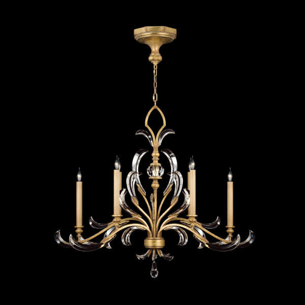 Fine Art Handcrafted Lighting Beveled Arcs 44"W Oblong Chandelier in Muted Gold Leaf (760540ST)