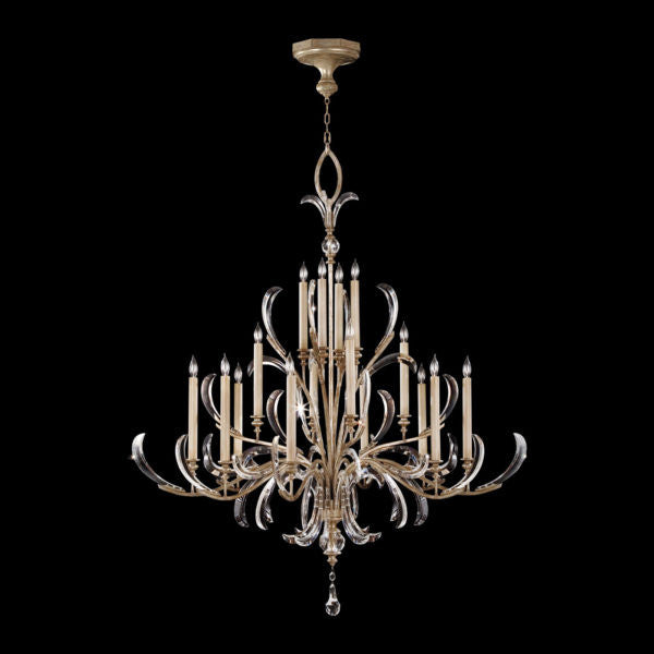Fine Art Handcrafted Lighting Beveled Arcs 58"W Round Chandelier in Warm Muted Silver Leaf (739640ST)