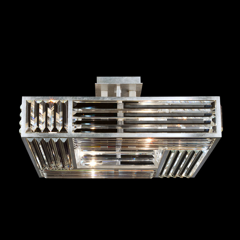 Fine Art Handcrafted Lighting Crystal Enchantment 25"W Square Semi-Flush Mount in Standard Silver Leaf (811640ST)