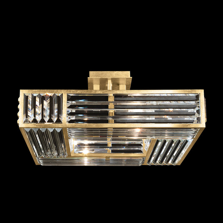 Fine Art Handcrafted Lighting Crystal Enchantment 25"W Square Semi-Flush Mount in Standard Gold Leaf (811640-2ST)