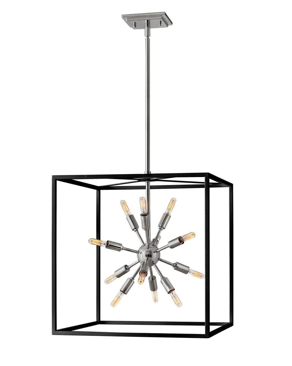 Hinkley Aros Chandelier Chandeliers Hinkley Black with Polished Nickel accents 20.0x20.0x21.0 