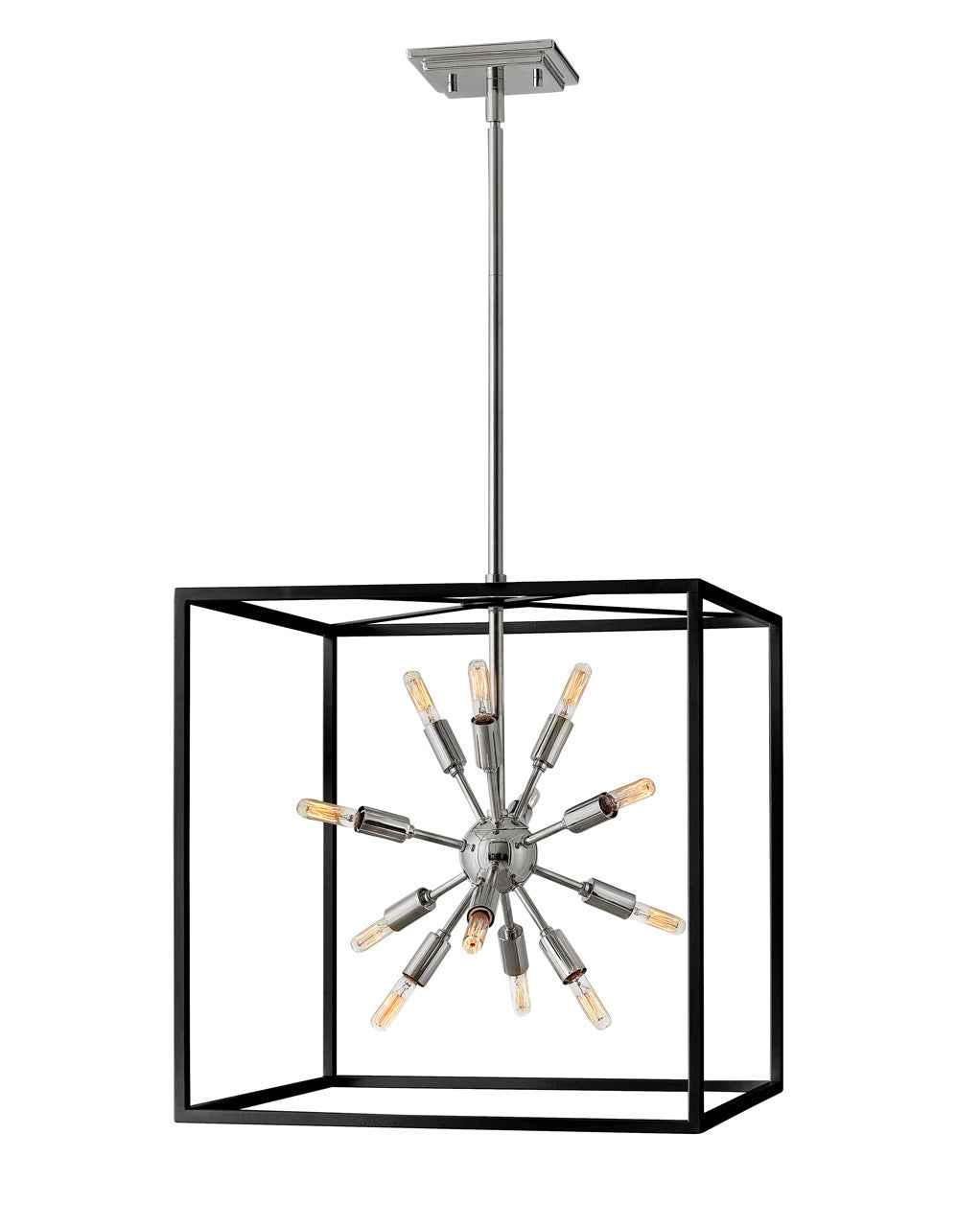 Hinkley Aros Chandelier Chandeliers Hinkley Black with Polished Nickel accents 20.0x20.0x21.0