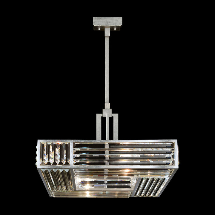 Fine Art Handcrafted Lighting Crystal Enchantment 25"W Square Pendant in Standard Silver Leaf (813040ST)