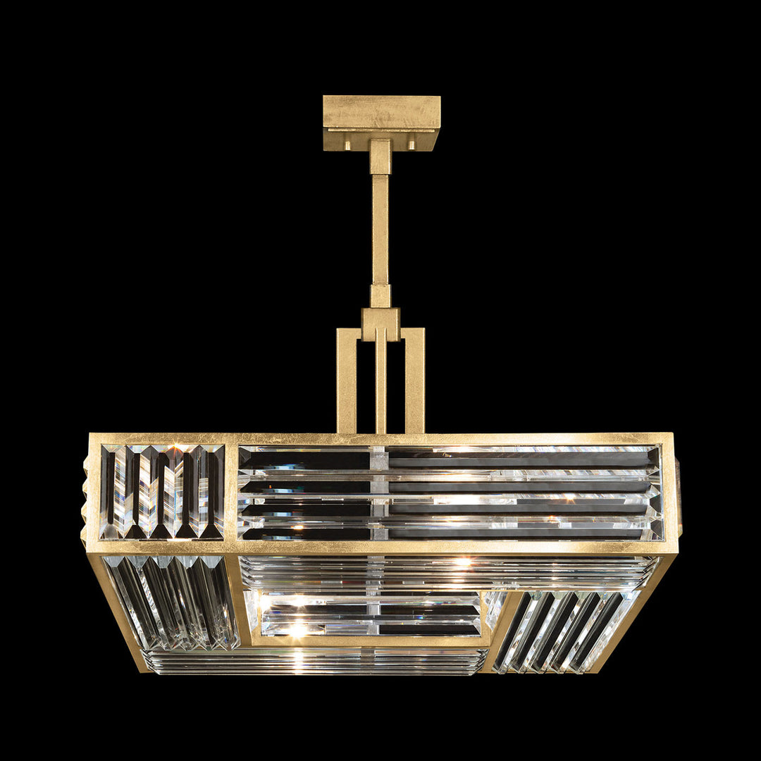 Fine Art Handcrafted Lighting Crystal Enchantment 25"W Square Pendant in Standard Gold Leaf (813040-2ST)