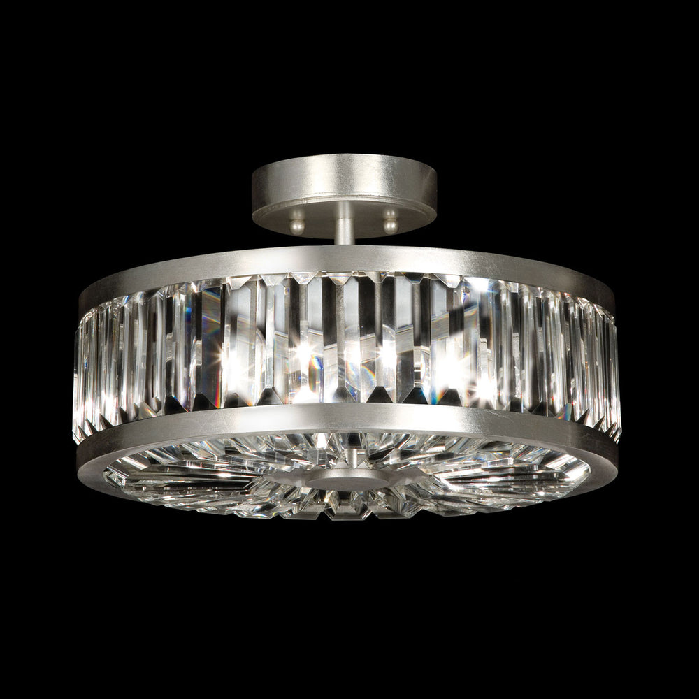 Fine Art Handcrafted Lighting Crystal Enchantment 16"W Round Semi-Flush Mount in Standard Silver Leaf (815740ST)