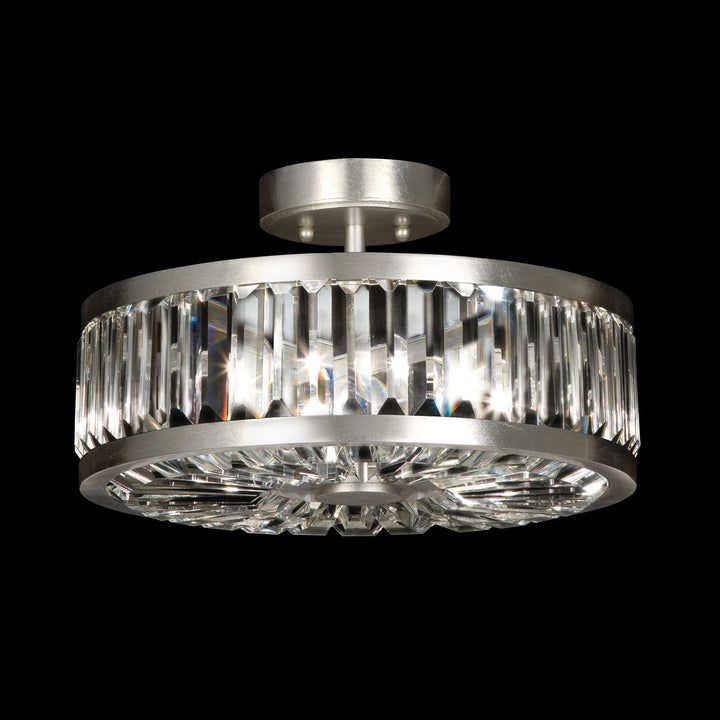 Fine Art Handcrafted Lighting Crystal Enchantment 16"W Round Semi-Flush Mount in Standard Silver Leaf (815740ST)