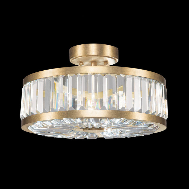 Fine Art Handcrafted Lighting Crystal Enchantment 16"W Round Semi-Flush Mount in Standard Gold Leaf (815740-2ST)