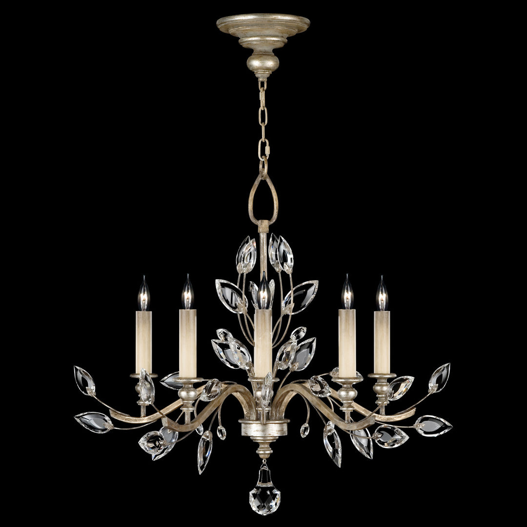 Fine Art Handcrafted Lighting Crystal Laurel 32"W Round Chandelier in Antique Taupe with Silver Leaf Accents (753040ST)