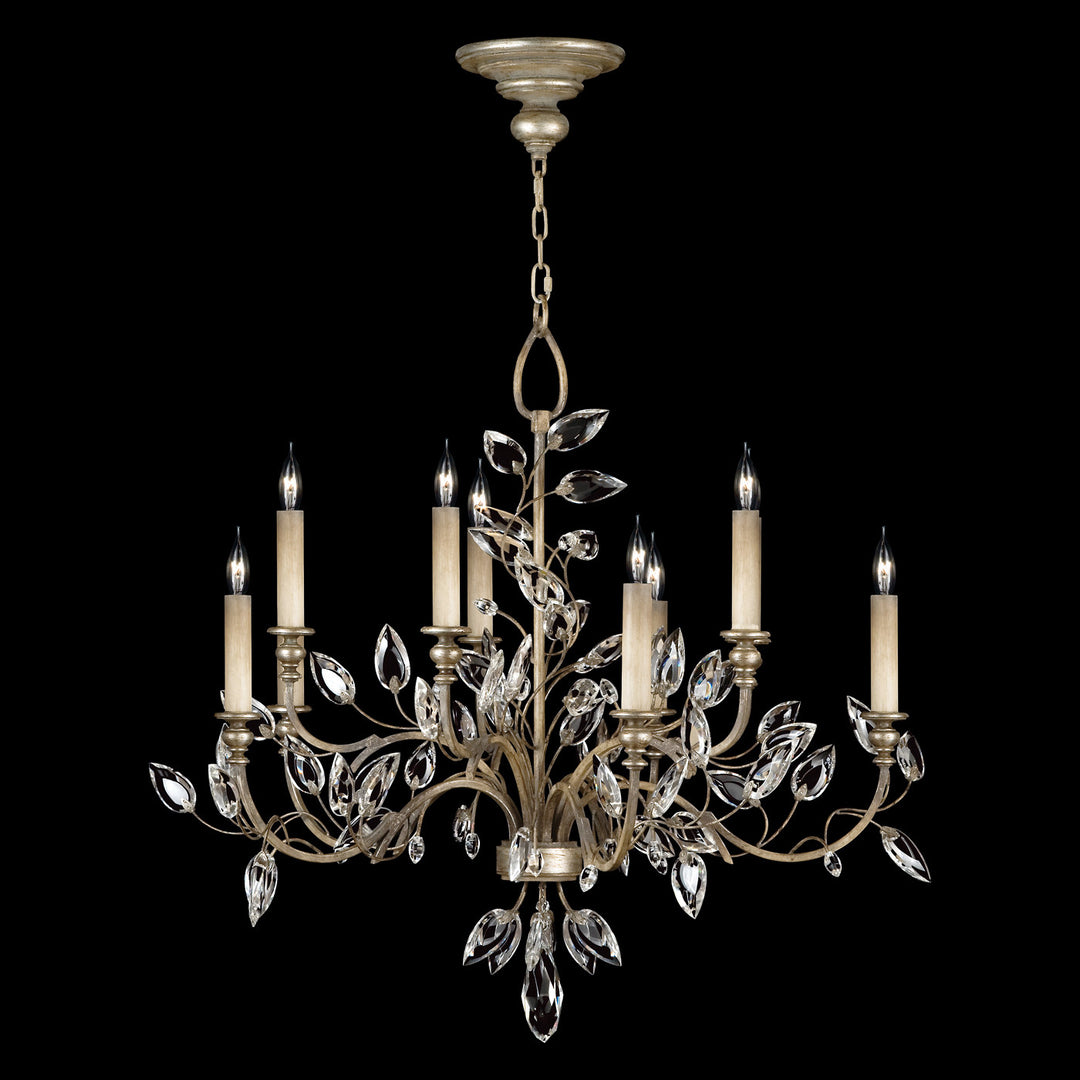Fine Art Handcrafted Lighting Crystal Laurel 43"W Round Chandelier in Antique Taupe with Silver Leaf Accents (753140ST)