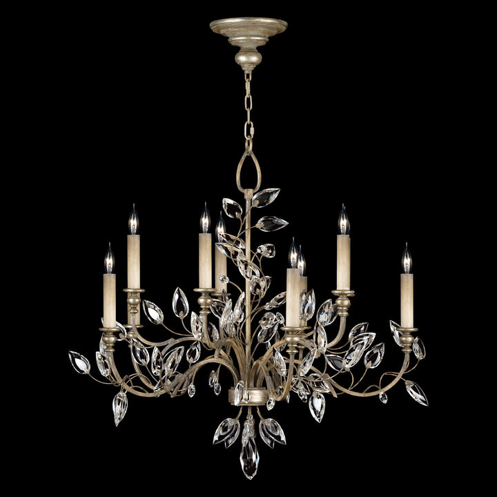 Fine Art Handcrafted Lighting Crystal Laurel 43"W Round Chandelier in Antique Taupe with Silver Leaf Accents (753140ST)