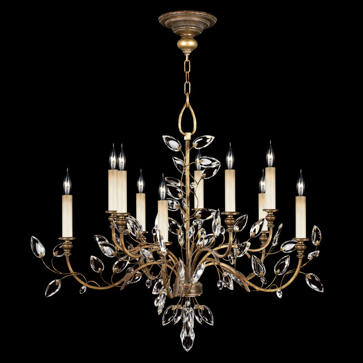 Fine Art Handcrafted Lighting Crystal Laurel 43"W Round Chandelier in Antique Warm Gold Leaf (775940ST)