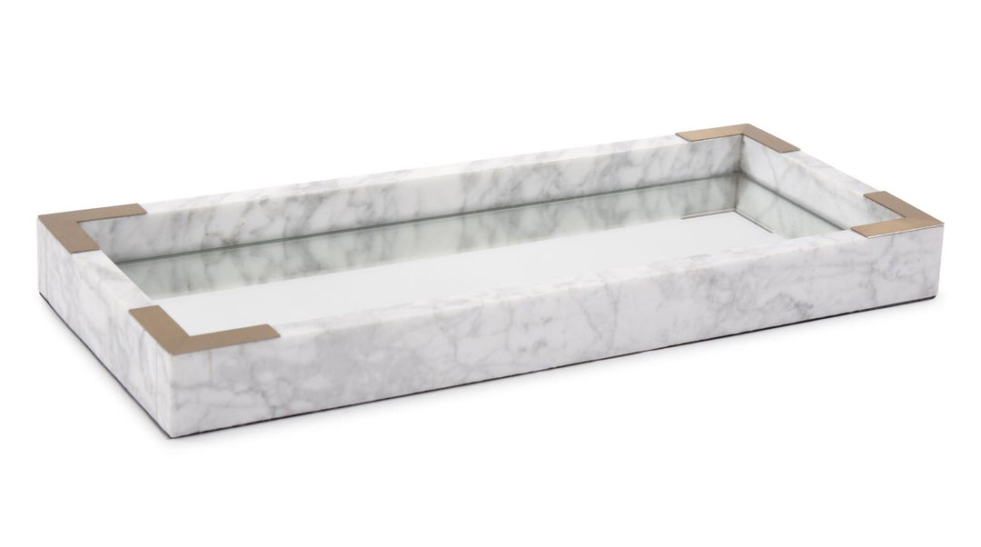 Howard Elliott Collection White Mirrored Marble Tray Mirrors Howard Elliott Collection   