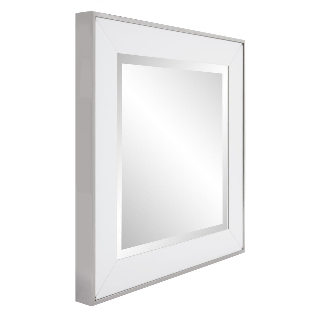 Howard Elliott Collection Square Devon Mirror in White Mirrors Howard Elliott Collection   