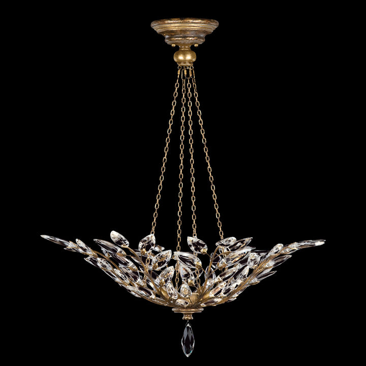Fine Art Handcrafted Lighting Crystal Laurel 35"W Round Pendant in Antique Warm Gold Leaf (776340ST)