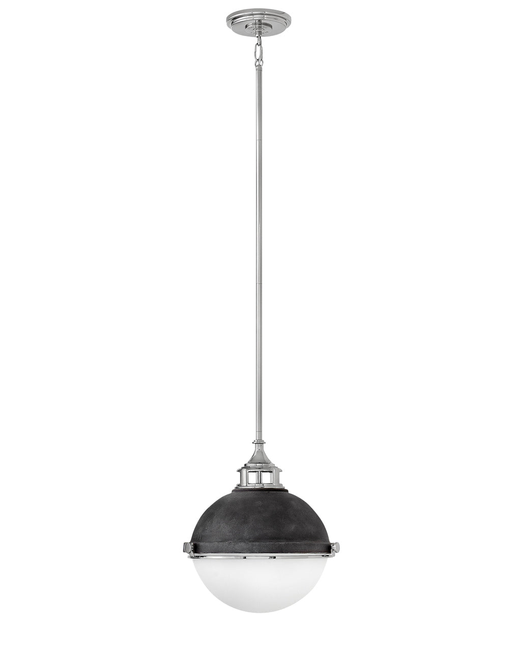 Hinkley Fletcher Pendant Pendant Hinkley Aged Zinc with Polished Nickel accent 13.5x13.5x14.5 