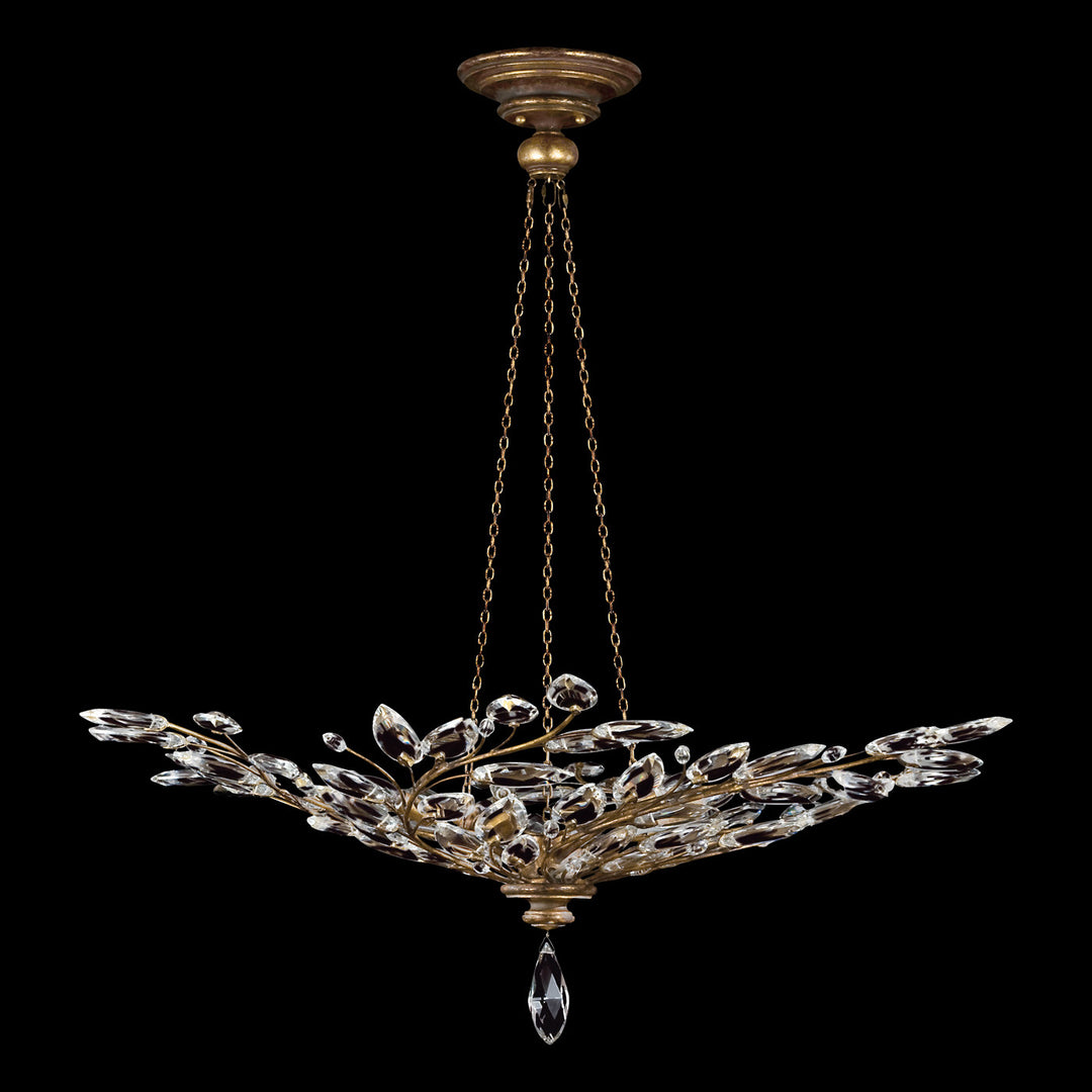 Fine Art Handcrafted Lighting Crystal Laurel 47"W Round Pendant in Antique Warm Gold Leaf (776440ST)