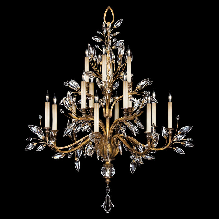 Fine Art Handcrafted Lighting Crystal Laurel 45"W Round Chandelier in Antique Warm Gold Leaf (773740ST)