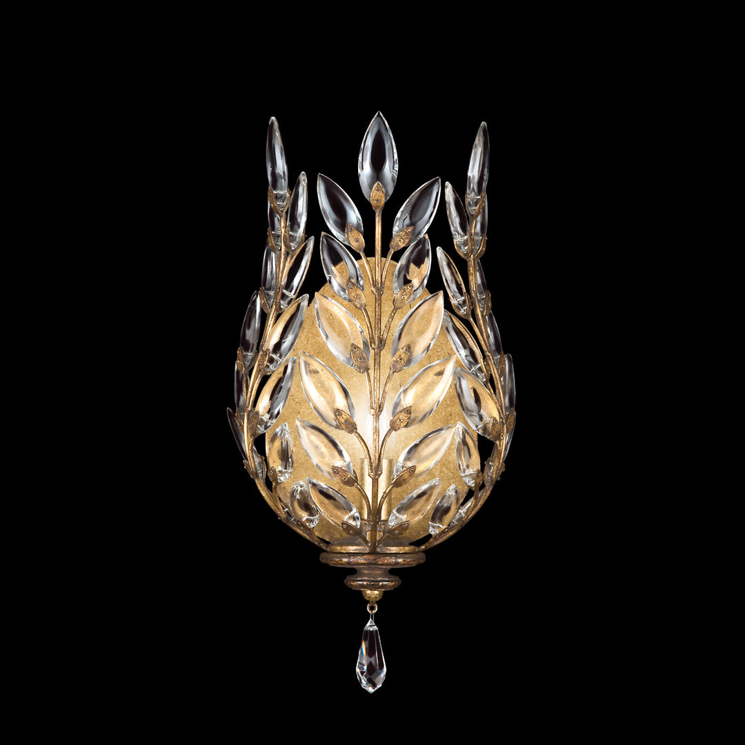 Fine Art Handcrafted Lighting Crystal Laurel 17"H Sconce in Antique Warm Gold Leaf (773850ST)