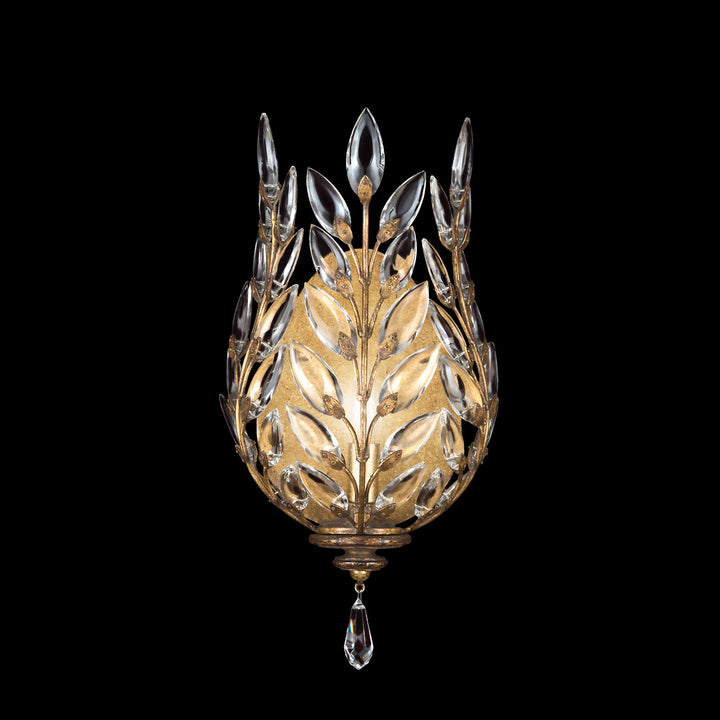 Fine Art Handcrafted Lighting Crystal Laurel 17"H Sconce in Antique Warm Gold Leaf (773850ST)