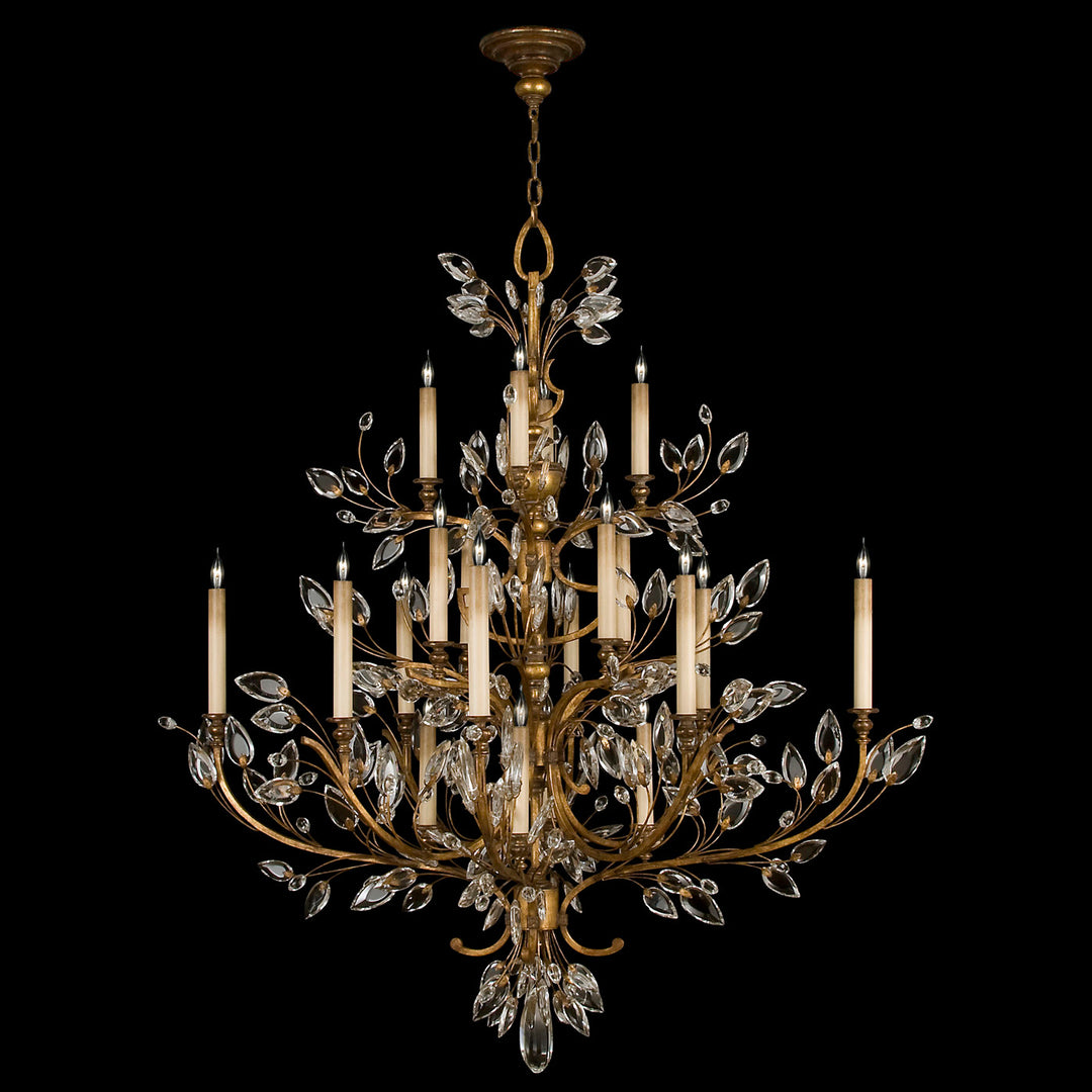Fine Art Handcrafted Lighting Crystal Laurel 57"W Round Chandelier in Antique Warm Gold Leaf (774440ST)