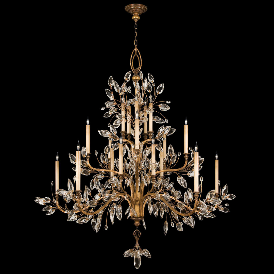 Fine Art Handcrafted Lighting Crystal Laurel 75"W Round Chandelier in Antique Warm Gold Leaf (774540ST)