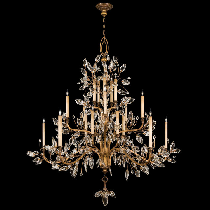 Fine Art Handcrafted Lighting Crystal Laurel 75"W Round Chandelier in Antique Warm Gold Leaf (774540ST)