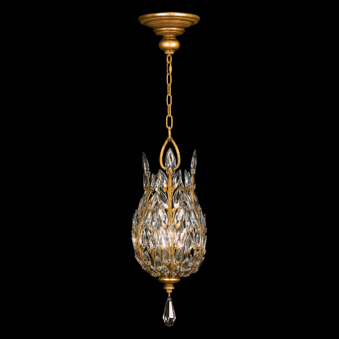 Fine Art Handcrafted Lighting Crystal Laurel 11"W Round Pendant in Antique Warm Gold Leaf (804640-2ST)
