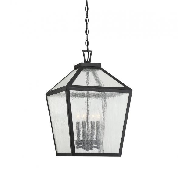 Savoy House Woodstock Outdoor | Hanging Lantern Outdoor | Hanging Lantern Savoy House 15x15x23.5 Black Clear Seeded Glass