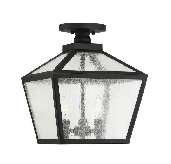 Savoy House Woodstock Outdoor | Flush Mount Outdoor Flush Mounts Savoy House 12x12x14 Black Clear Seeded Glass