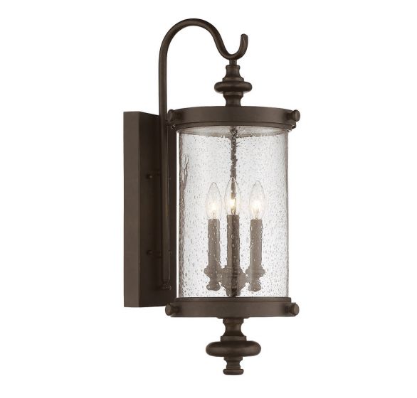 Savoy House Palmer Outdoor | Wall Lantern Outdoor Wall Lights Savoy House 9x9x26 Wood Clear Seeded Glass