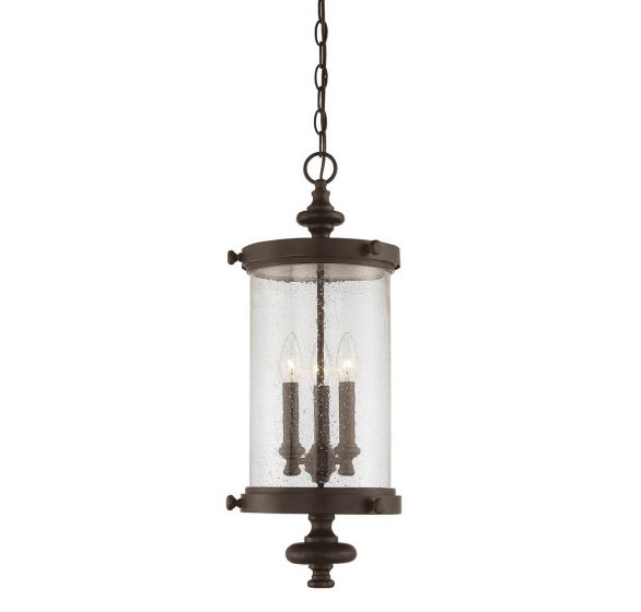 Savoy House Palmer Outdoor | Hanging Lantern Outdoor Hanging Lights Savoy House 9x9x25 Wood Clear Seeded Glass