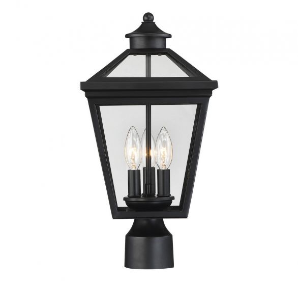 Savoy House Ellijay Outdoor | Post Lantern Pier & Post Mount Lights Savoy House 9x9x17.5 Black Clear Glass