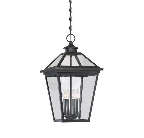 Savoy House Ellijay Outdoor | Hanging Lantern Outdoor | Hanging Lantern Savoy House 14x14x25 Black Clear Glass