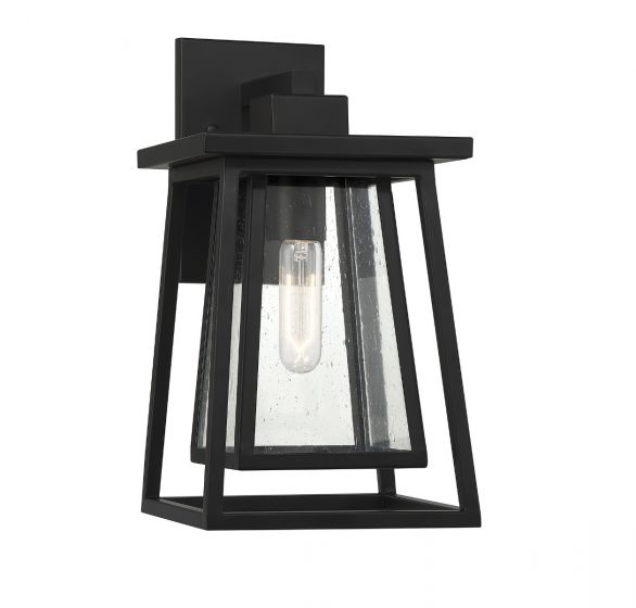 Savoy House Denver Outdoor | Wall Lantern Outdoor Wall Lights Savoy House 8x8x15 Black Clear Seeded Glass