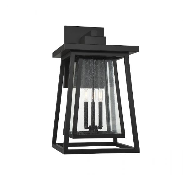 Savoy House Denver Outdoor | Wall Lantern Outdoor Wall Lights Savoy House 16x16x29 Black Clear Seeded Glass