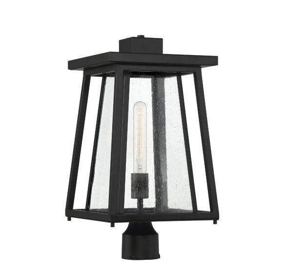 Savoy House Denver Outdoor | Post Lantern Pier & Post Mount Lights Savoy House 10x10x19 Black Clear Seeded Glass