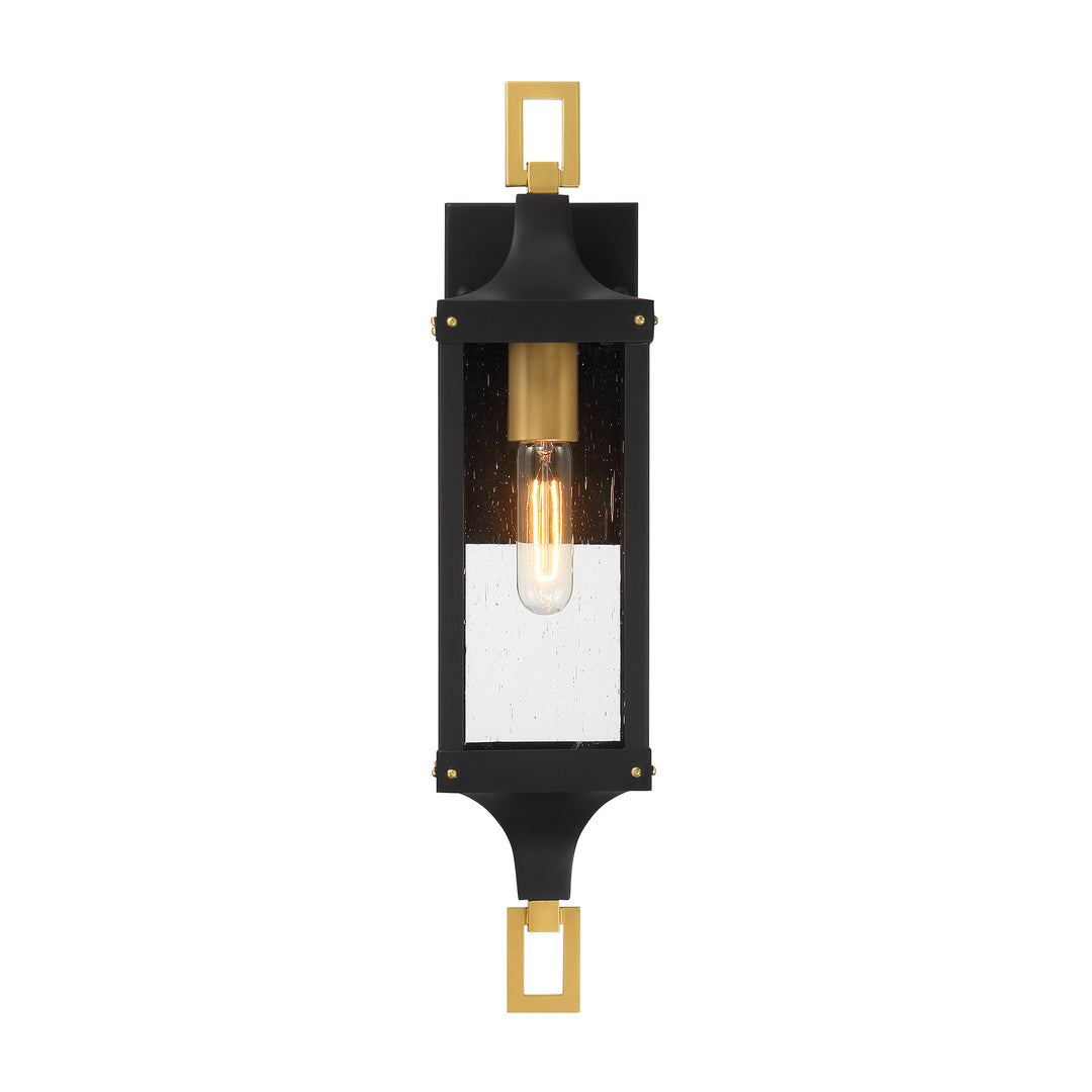 Savoy House Glendale Outdoor Wall Lantern in Matte Black and Weathered Brushed Brass