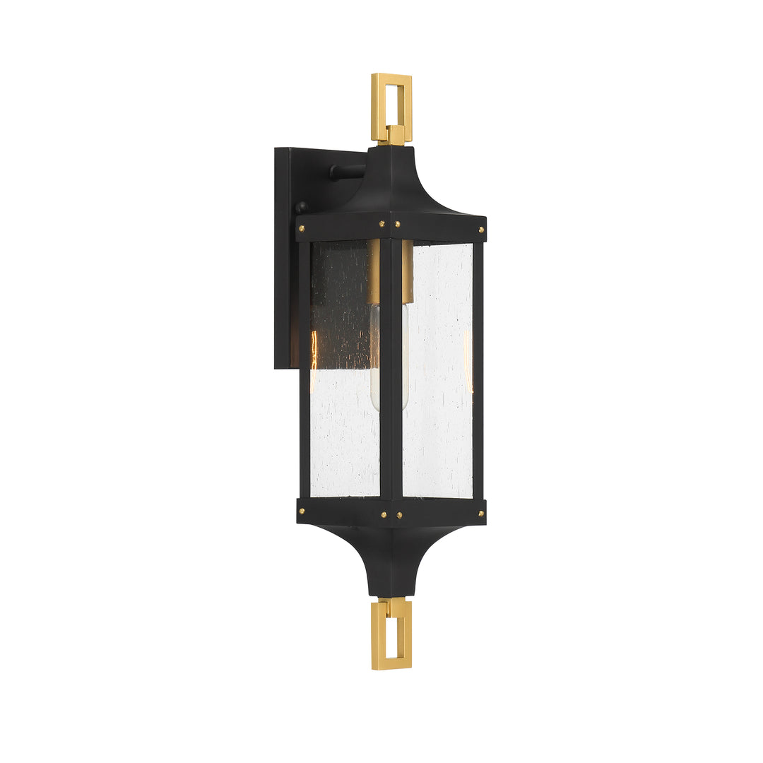 Savoy House Glendale Outdoor Wall Lantern in Matte Black and Weathered Brushed Brass