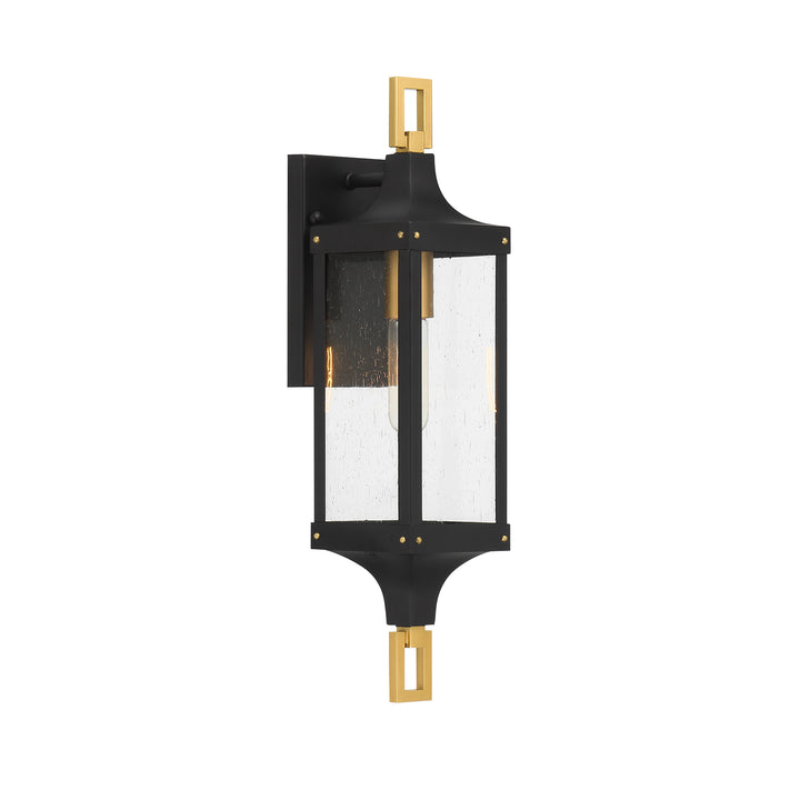 Savoy House Glendale Outdoor Wall Lantern in Matte Black and Weathered Brushed Brass