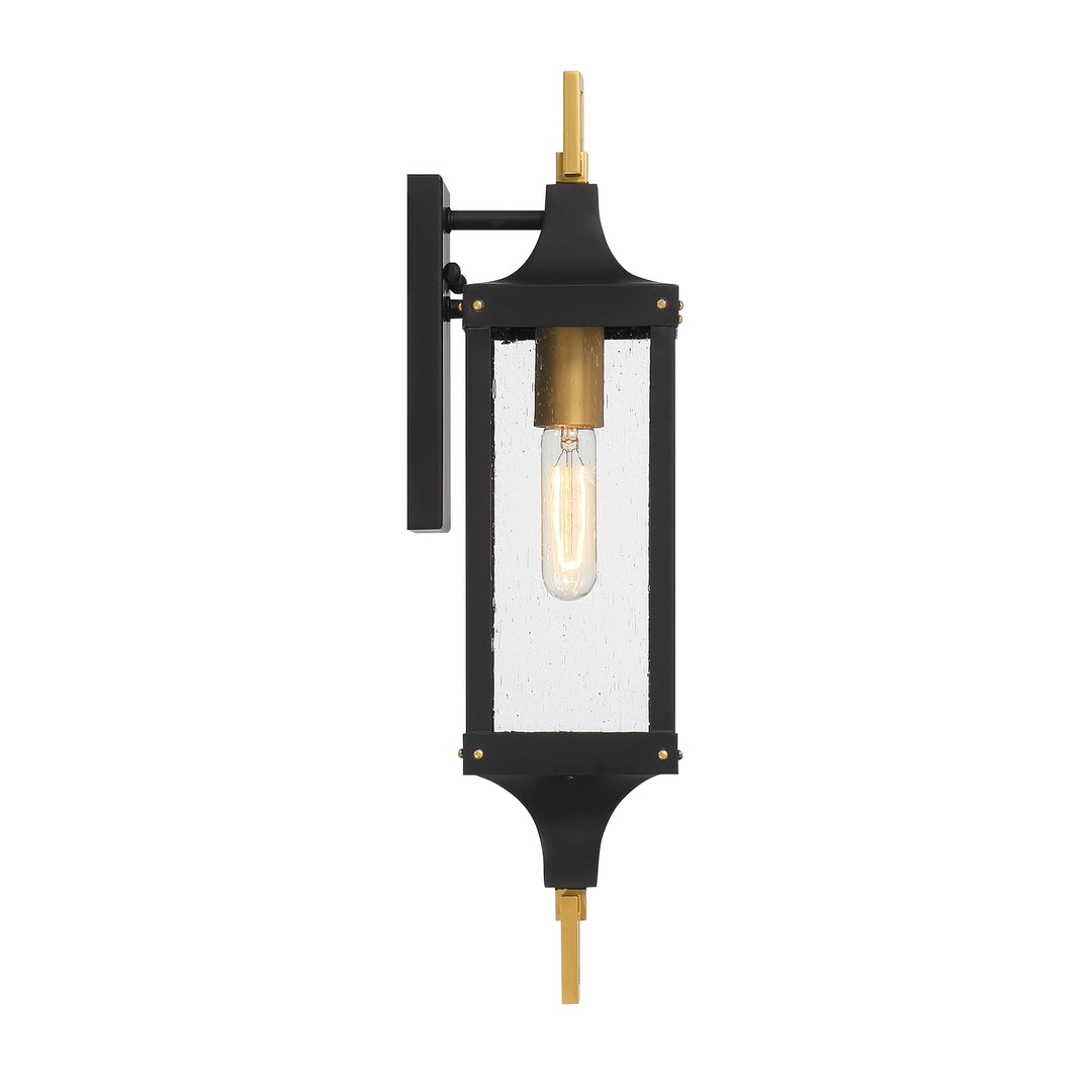 Savoy House Glendale Outdoor Wall Lantern in Matte Black and Weathered Brushed Brass