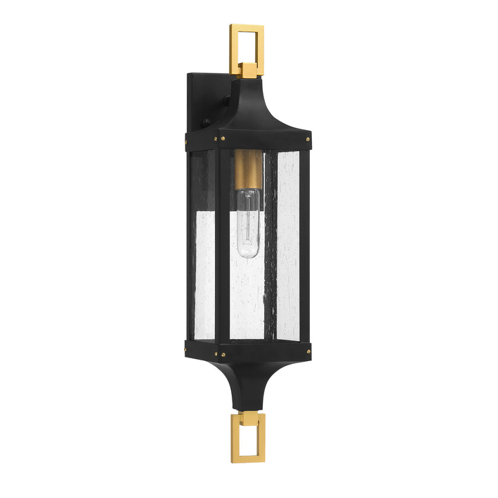 Savoy House Glendale Outdoor Wall Lantern in Matte Black and Weathered Brushed Brass