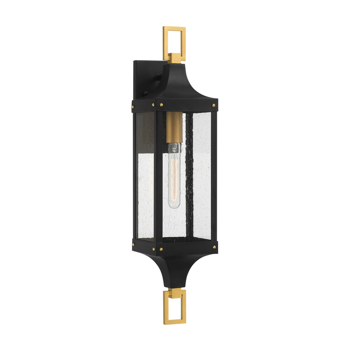 Savoy House Glendale Outdoor Wall Lantern in Matte Black and Weathered Brushed Brass