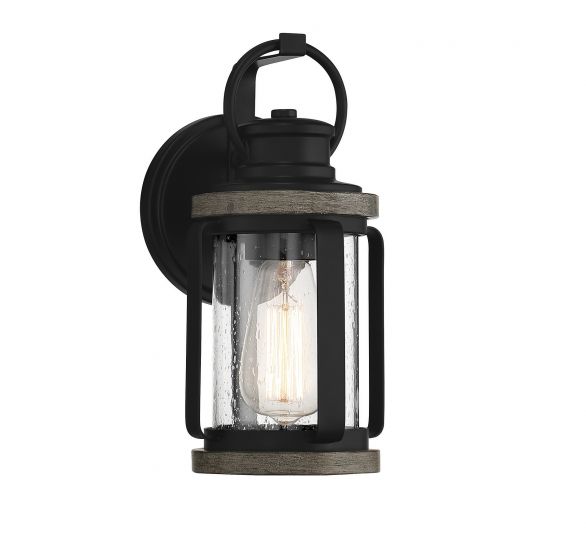 Savoy House Parker Outdoor | Wall Lantern Outdoor | Wall Lantern Savoy House 5.75x5.75x11.75 Black Clear Seeded Glass