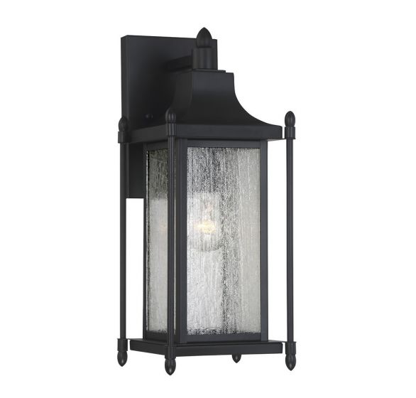 Savoy House Dunnmore Outdoor | Wall Lantern Outdoor | Wall Lantern Savoy House 6.5x6.5x16 Black Clear Seeded Glass
