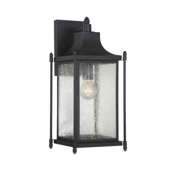 Savoy House Dunnmore Outdoor | Wall Lantern Outdoor | Wall Lantern Savoy House 8x8x18 Black Clear Seeded Glass