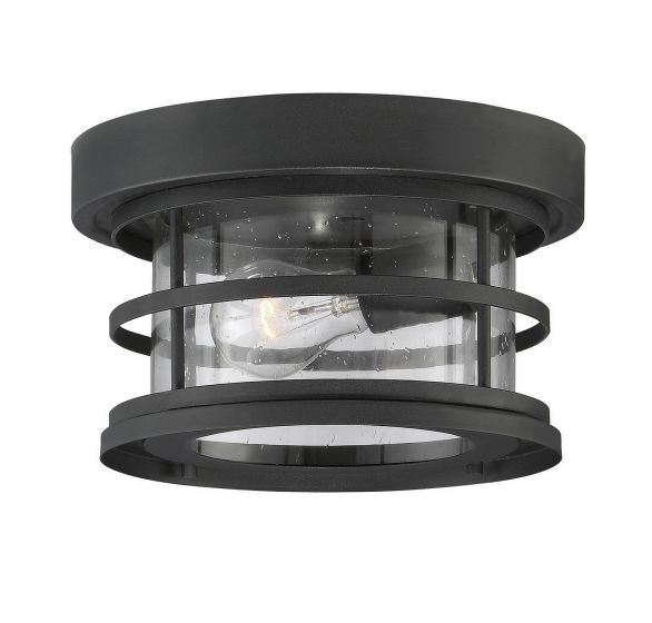 Savoy House Barrett Outdoor | Flush Mount Outdoor Flush Mounts Savoy House 10x10x6 Black Clear Seeded Glass